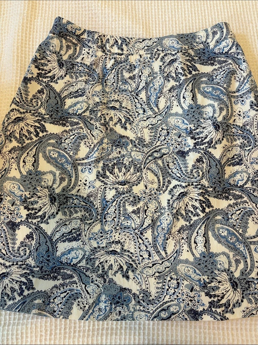 Margaret M Paisley Skirt in Blue & White Size Small